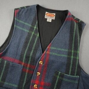 Vintage 90s Golf Plaid Wool Blend Vest Retro Paragraff Mens XL Button Front